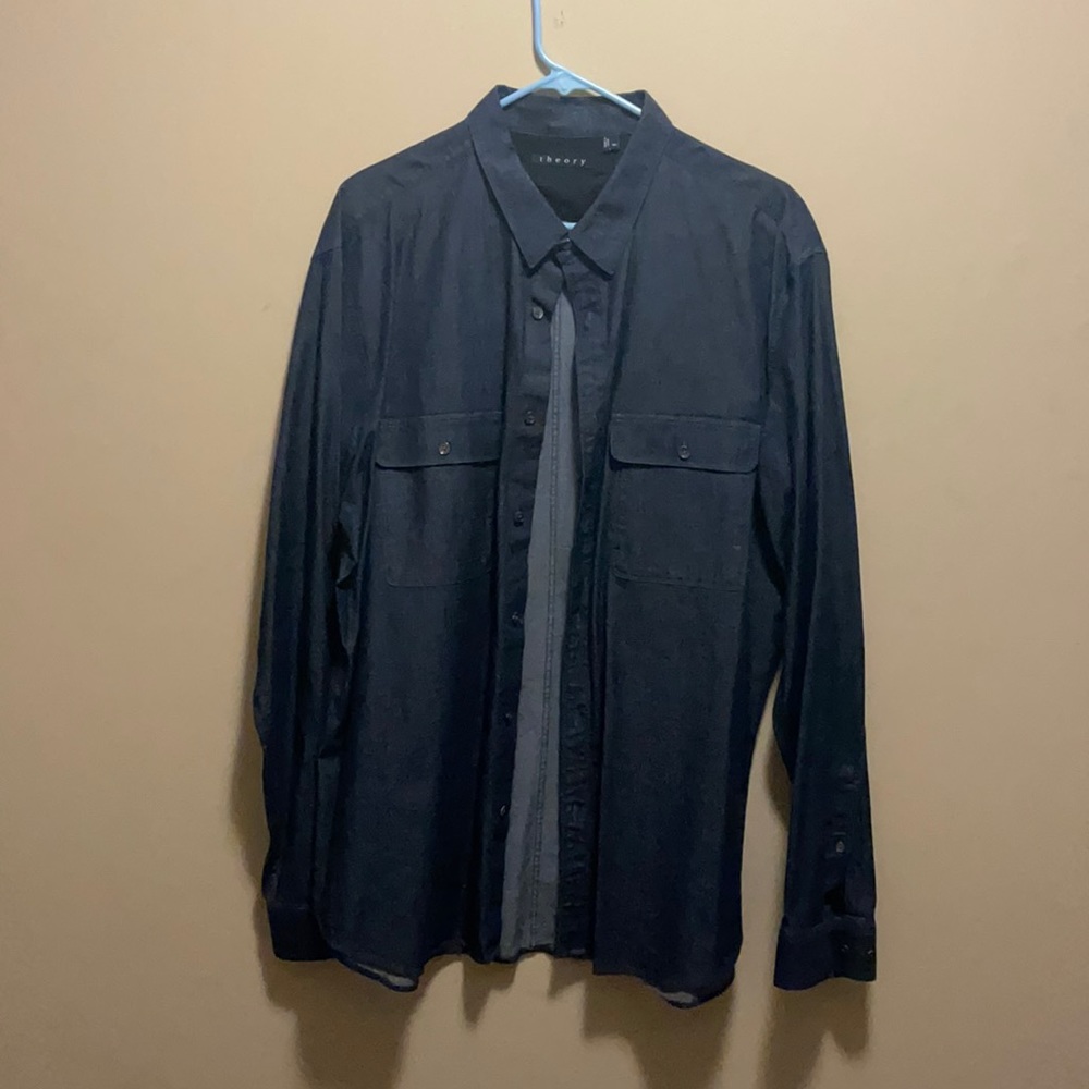 Gently used denim button down shirt